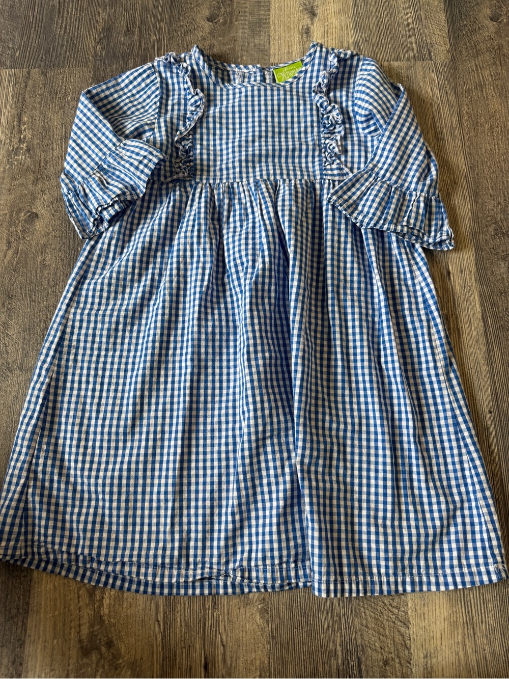 Classic Whimsy Blue White Gingham Ruffle Dress Girls Size 8 Cottagecore